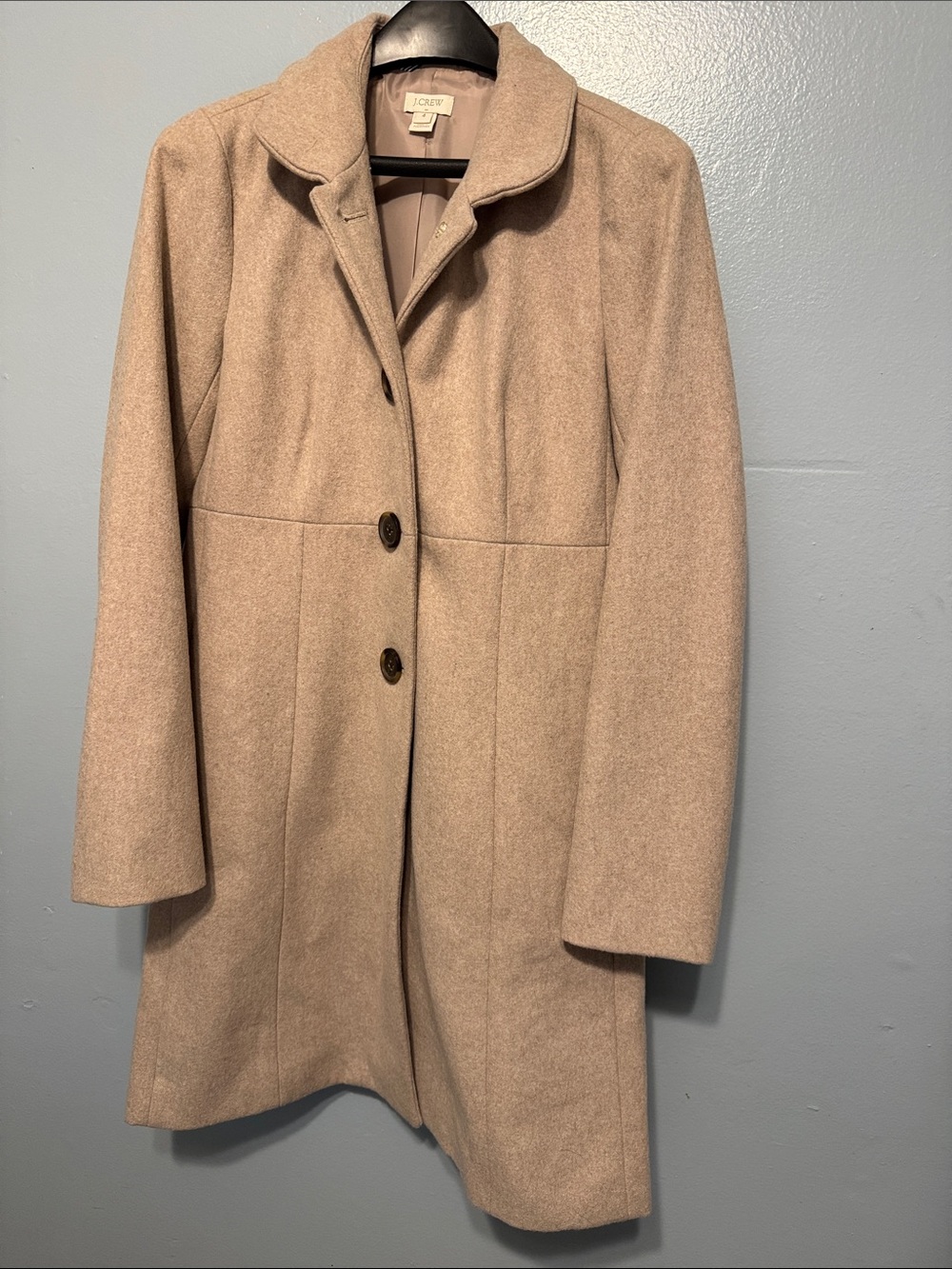 J. Crew Women's Light Tan Single-Breasted Wool Trench Coat